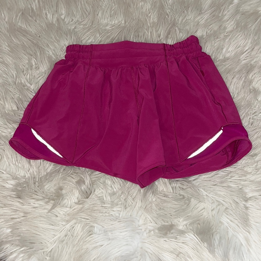 RASPBERRY COLORED LULU LEMON SHORTS
